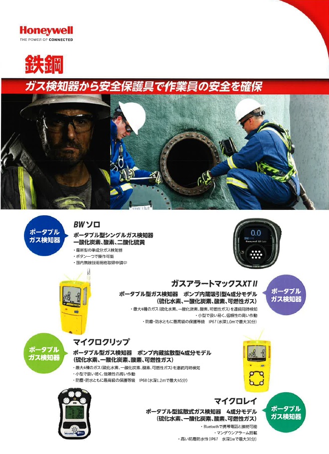 Honeywell 鉄鋼　ガス検知器から安全保護具で作業員の安全を確保